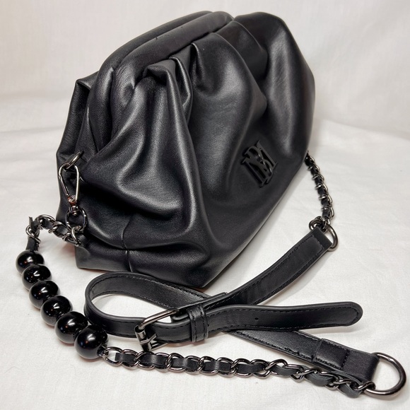 Badgley Mischka Slouch Handbag Clutch Convertible Gunmetal Detachable Strap - Picture 5 of 10